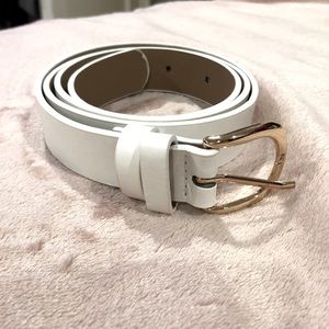 Shein White Belt with gold buckle
